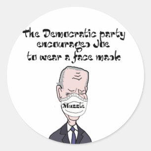 Funny anti Joe Biden die Masker Politics draagt Ronde Sticker