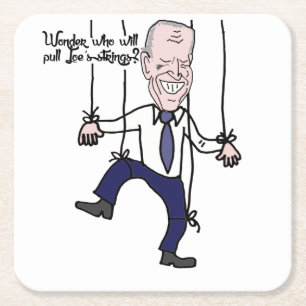 Funny Anti Joe Biden Puppet Politieke Cartoon Vierkante Kartonnen Onderzetter