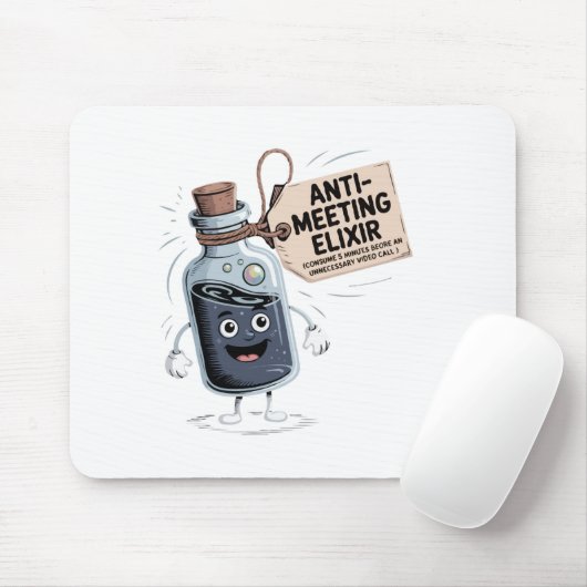 Funny Anti-Meeting Elixir | Retro Cartoon Office H Muismat (Met muis)