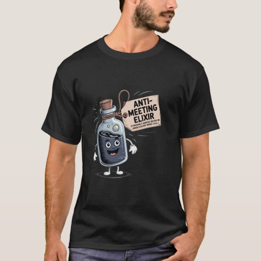 Funny Anti-Meeting Elixir | Retro Cartoon Office H T-shirt (Voorkant)