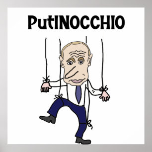 Funny Anti-Poetin en Rusland Putinocchio Pun Poster