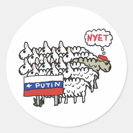 Funny Anti Poetin Ronde Sticker (Voorkant)
