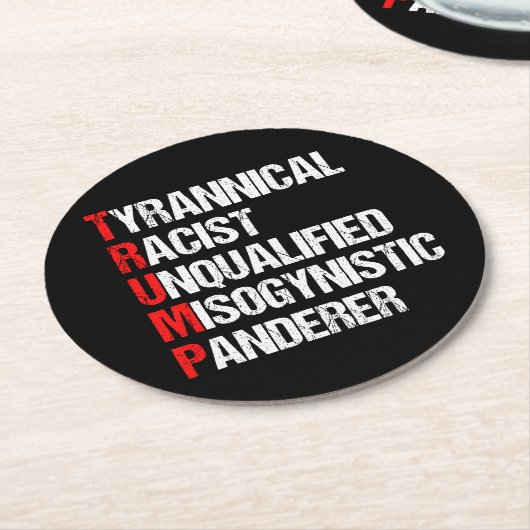 Funny Anti Trump Acronym Politieke Humor Ronde Kartonnen Onderzetter (Gebogen)