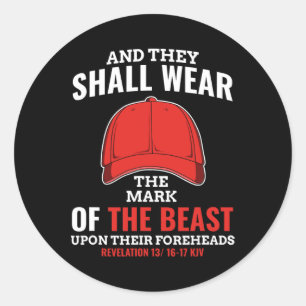 Funny Anti-Trump Mark of the Beast Red Pet Liberal Ronde Sticker