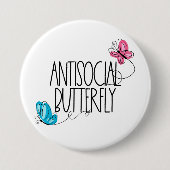 Funny Antisocial Butterfly Button (Voorkant)