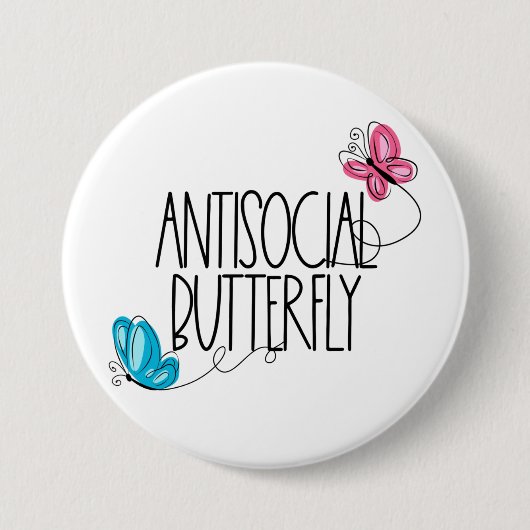 Funny Antisocial Butterfly Button (Voorkant)
