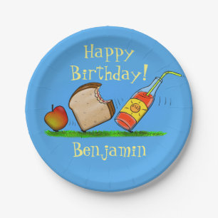 Funny ants picnic cartoon illustratie papieren bordje