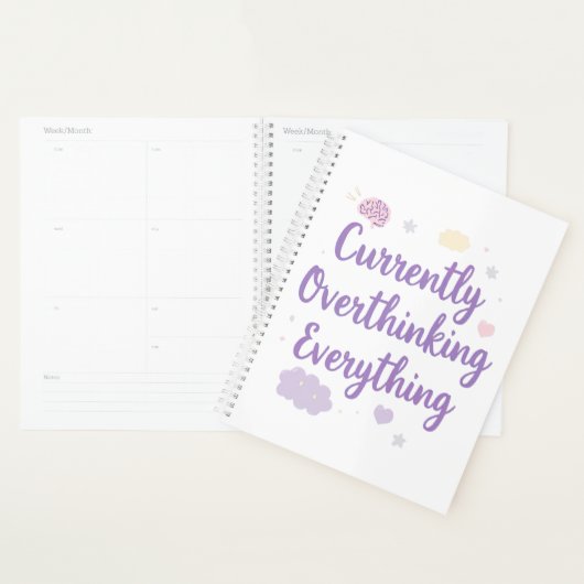 Funny Anxiety Overthinking Quote Pastel Planner (Display)