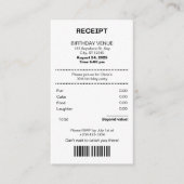 Funny, any age receipt theme Birthday invitation Informatiekaartje (Voorkant)