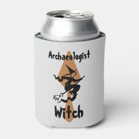 Funny Archeoloog Witch op een kamer en trowel Blikjeskoeler (Blikje Voorkant)