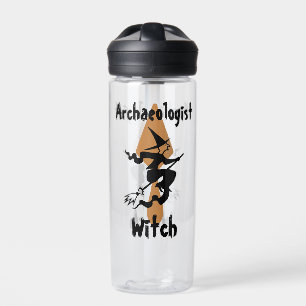 Funny Archeoloog Witch op een kamer en trowel Waterfles