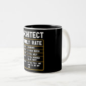 Funny Architect Hourly Rate Two-Tone Coffee Mok (Voorkant rechts)