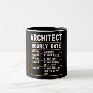 Funny Architect Hourly Rate Two-Tone Coffee Mok