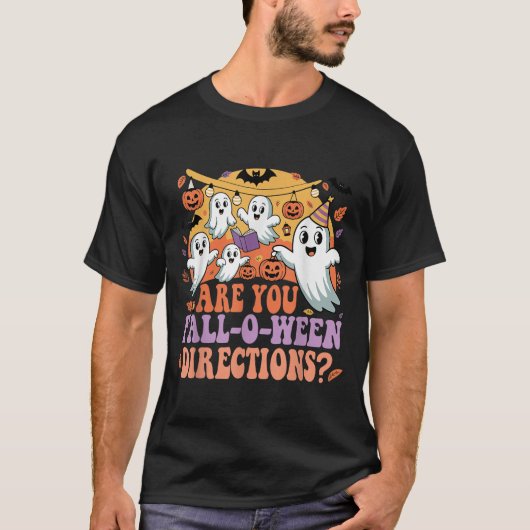 Funny Are You Fall O Ween Directions Teacher Hallo T-shirt (Voorkant)