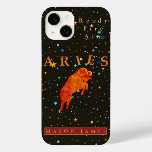 Funny Aries Zodiac Black Red, gepersonaliseerd Case-Mate iPhone 14 Hoesje