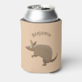 Funny armadillo happy cartoon illustratie blikjeskoeler (Blikje Achterkant)