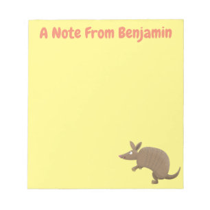 Funny armadillo happy cartoon illustratie notitieblok