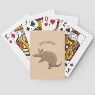 Funny armadillo happy cartoon illustratie pokerkaarten