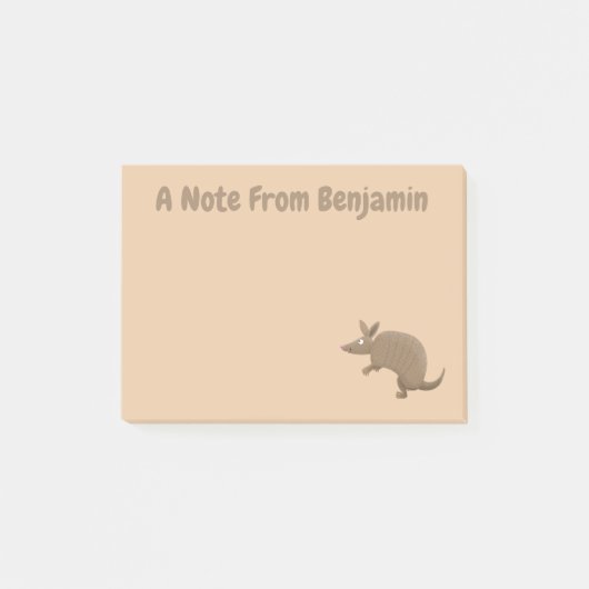 Funny armadillo happy cartoon illustratie post-it® notes (Voorkant)