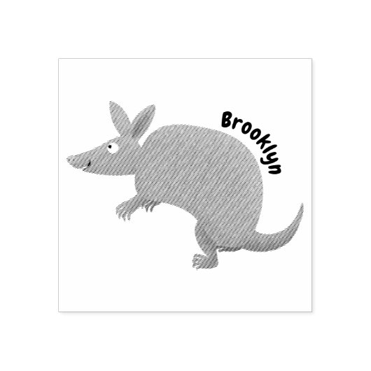 Funny armadillo happy cartoon illustratie 	rubberstempel (Afrduk)