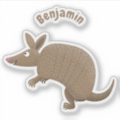 Funny armadillo happy cartoon illustratie sticker (Voorkant)