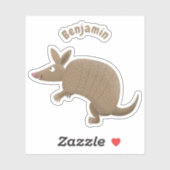 Funny armadillo happy cartoon illustratie sticker (Vel)