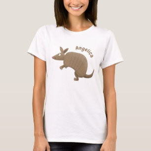Funny armadillo happy cartoon illustratie t-shirt