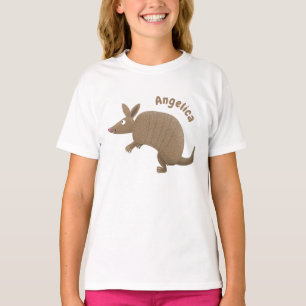Funny armadillo happy cartoon illustratie t-shirt