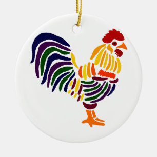 Funny Artistic Rooster Keramisch Ornament