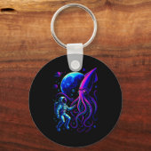 Funny Astronaut And Squid In Underwater Space With Sleutelhanger (Voorkant)