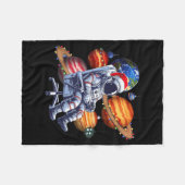 Funny Astronaut Christmas Space Lights Santa Hat P Fleece Deken (Voorkant (Horizontaal))