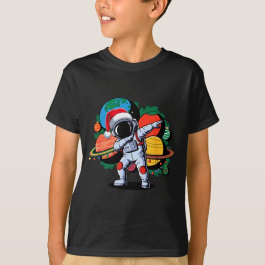 Funny Astronaut Christmas Space Planets Santa Hat  T-shirt (Voorkant)