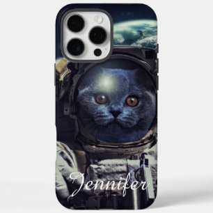 Funny Astronaut Shorthair Cat in Space iPhone 16 Pro Max Hoesje