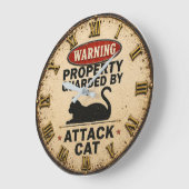 Funny Attack Cat Grote Klok (Hoek)