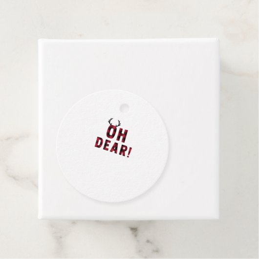 Funny Attitude Oh Dear Plaid Deer Creative Design Bedankjes Labels (In situ)
