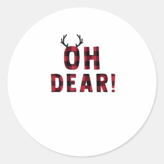 Funny Attitude Oh Dear Plaid Deer Creative Design Ronde Sticker