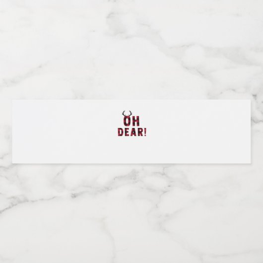 Funny Attitude Oh Dear Plaid Deer Creative Design Waterfles Etiket (Enkel label)