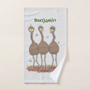 Funny Australian emu trio cartoon illustratie Bad Handdoek