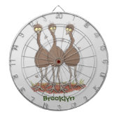 Funny Australian emu trio cartoon illustratie Dartbord (Voorkant)