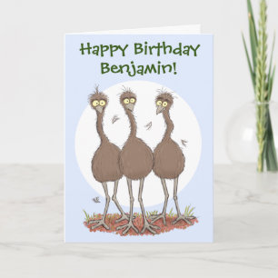 Funny Australian emu trio cartoon illustratie Kaart