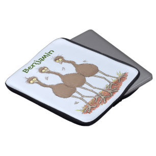 Funny Australian emu trio cartoon illustratie Laptop Sleeve