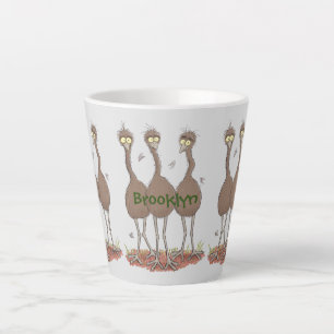 Funny Australian emu trio cartoon illustratie Latte Mok
