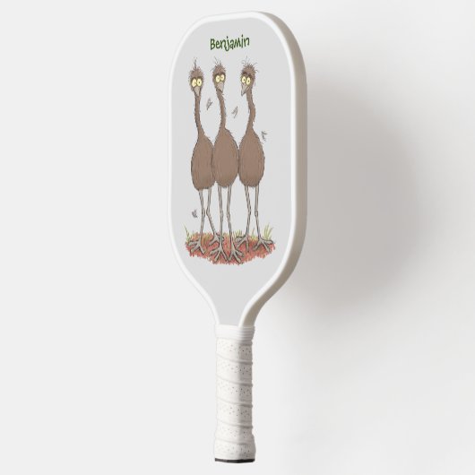 Funny Australian emu trio cartoon illustratie Pickleball Paddle (Links)