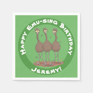 Funny Australian emu trio cartoon illustratie Servet