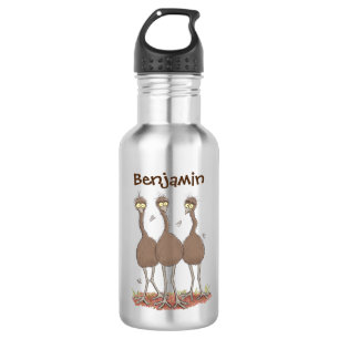 Funny Australian emu trio cartoon illustratie Waterfles