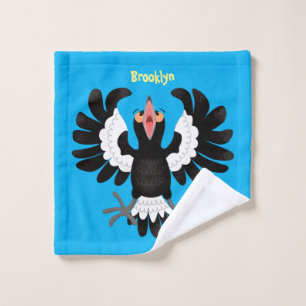 Funny Australian magpie cartoon illustratie Bad Handdoek