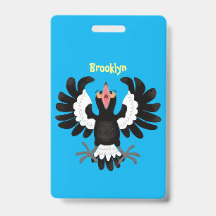 Funny Australian magpie cartoon illustratie Badge