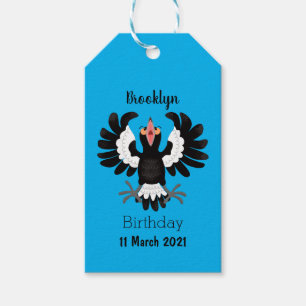 Funny Australian magpie cartoon illustratie Cadeaulabel