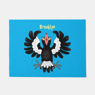 Funny Australian magpie cartoon illustratie Deurmat