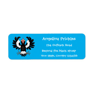 Funny Australian magpie cartoon illustratie Etiket